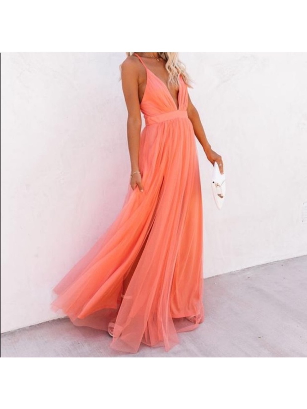 Vici Petal Dust Coral Color Maxi Dress Small